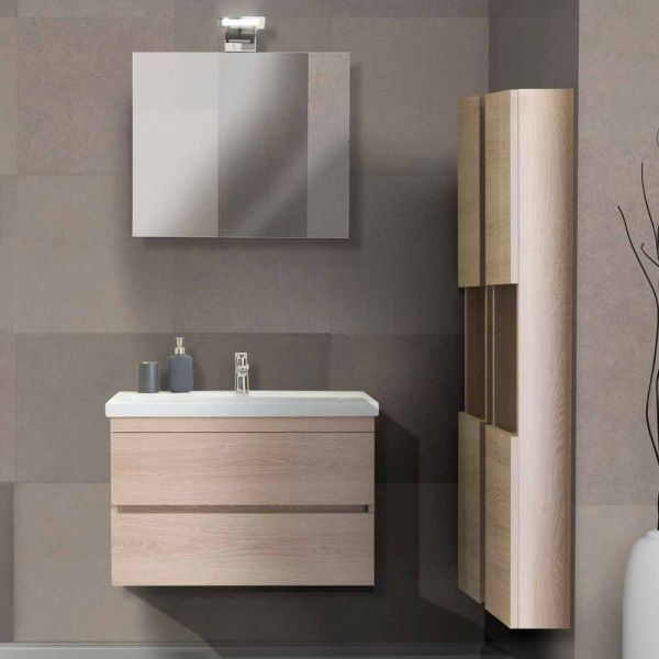 Badezimmerschrank 80 cm, waschbecken, spiegel und 2 säulen - becky