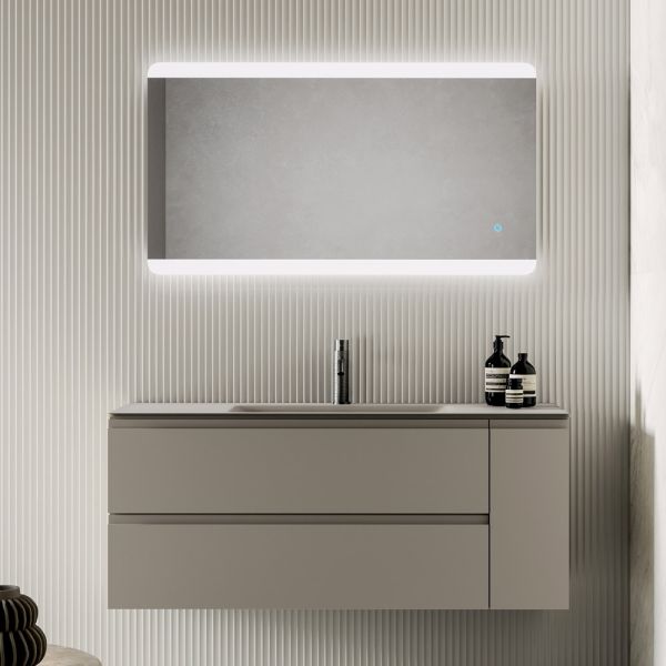Badezimmer-kombination inklusive unterschrank mit 2 schubladen und 1 tür - titan