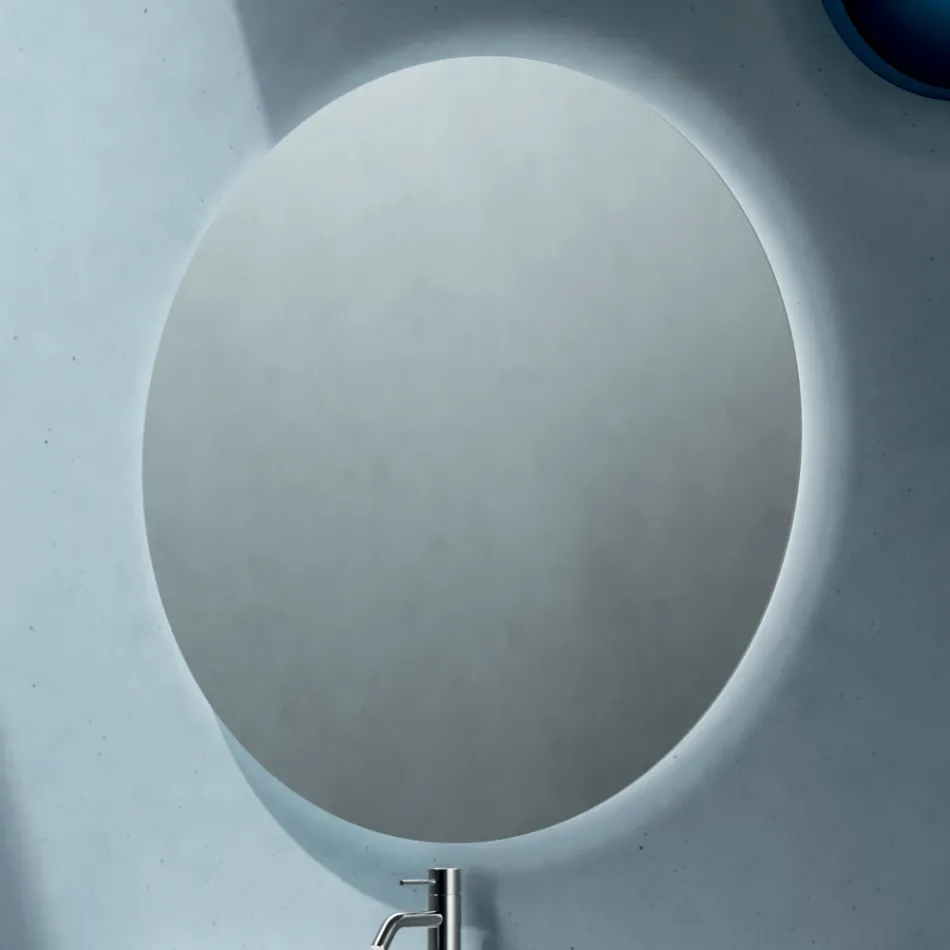 Badezimmer-Kombination mit 2 Schubladen, 1 offenem Fach und Spiegel - Titan Viadurini