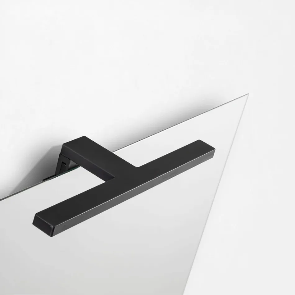 Badezimmer-Komposition mit 2 Schubladen, grauem Glaswaschbecken und Spiegel - Elios Viadurini