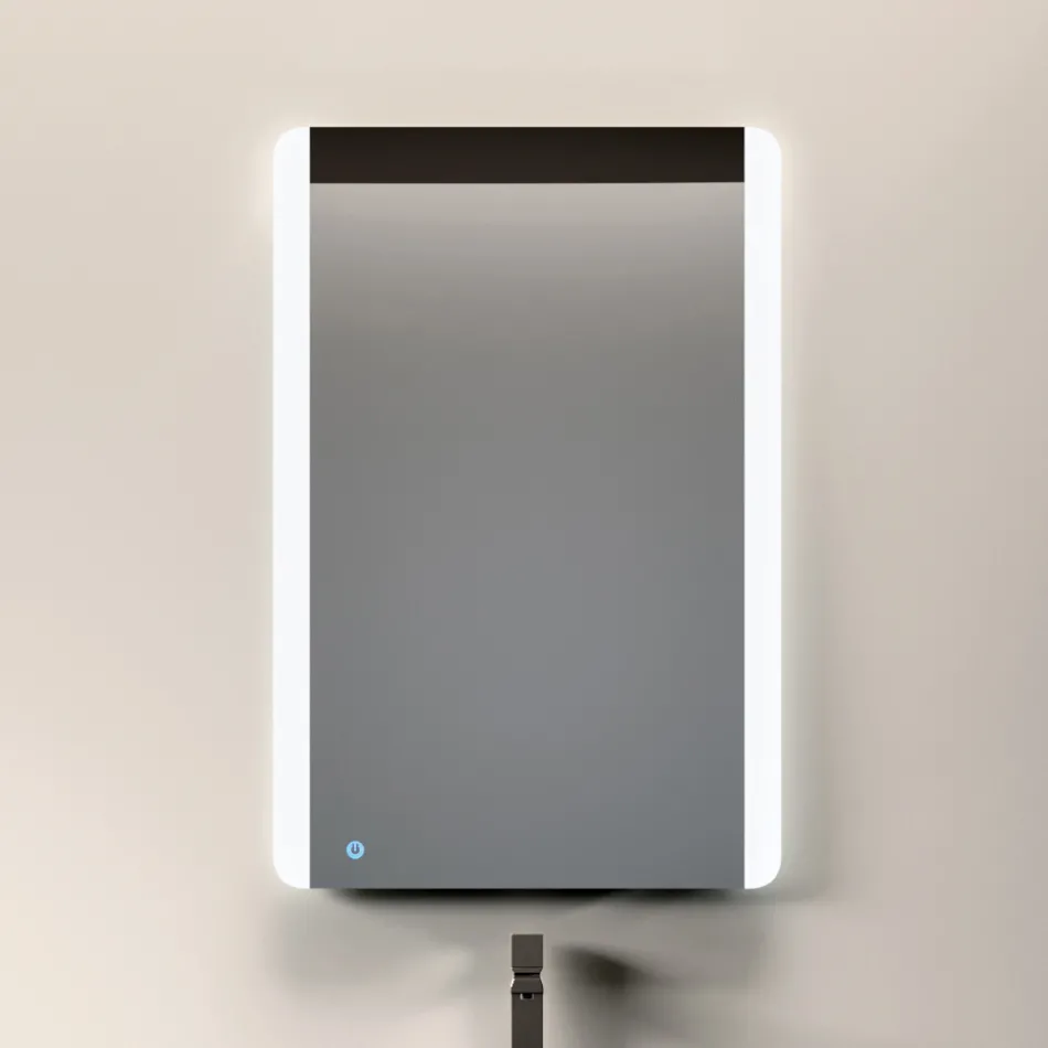 Badezimmer-Komposition mit 3 matten taubengrauen Schubladen, Spiegel und Waschbecken - Velaria Viadurini