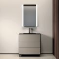 Badezimmer-Komposition mit 3 matten taubengrauen Schubladen, Spiegel und Waschbecken - Velaria