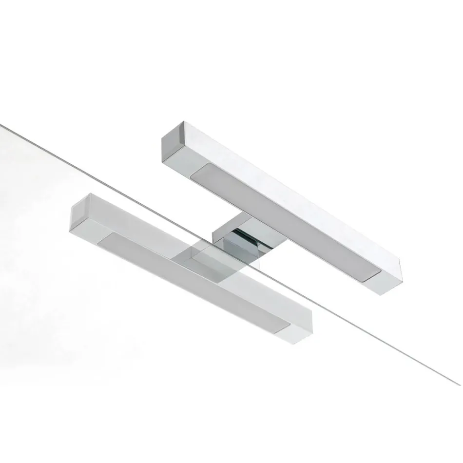 Badezimmer-Kombination mit 4 Schubladen, 2 Keramikwaschbecken und Spiegel - Titan Viadurini