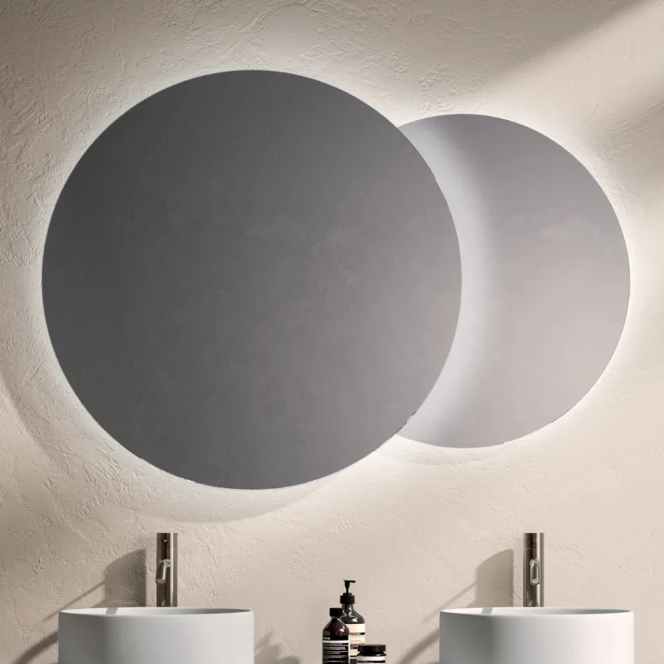 Badezimmer-Kombination mit 4 Schubladen in Rio-Eiche, Spiegel und Waschbecken - Velaria Viadurini