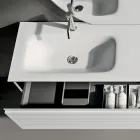 Badezimmer-Kombination mit Schubladen, Keramikwaschbecken und LED-Spiegel - Elios Viadurini