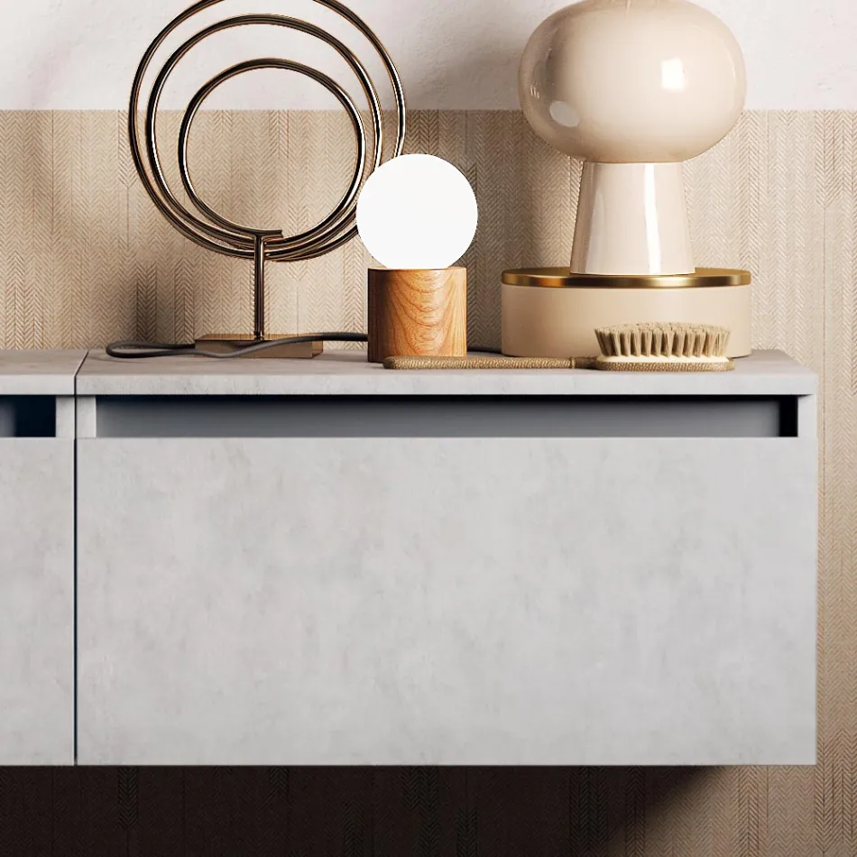 Badezimmerkomposition mit Waschbecken, Hängesockel und Spiegel Made in Italy – Dream Viadurini