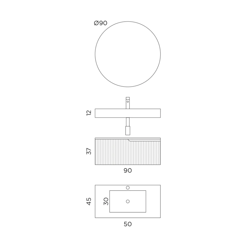 Badezimmerkomposition mit Calacatta-HPL-Platte, hergestellt in Italien – Talassa Viadurini