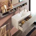 Badezimmerkomposition mit Spiegel und Lampe, kratzfester Sockel, hergestellt in Italien – Dream Viadurini