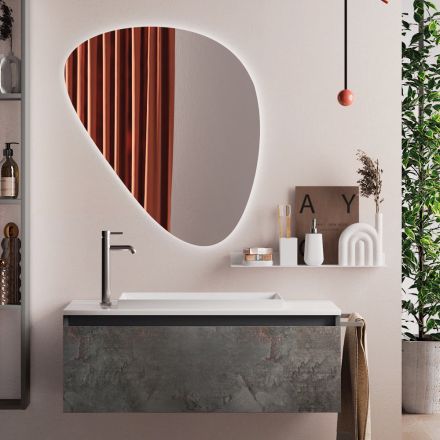 Badezimmerkomposition mit modernem Spiegel, Sockel und Waschbecken Made in Italy – Dream Viadurini