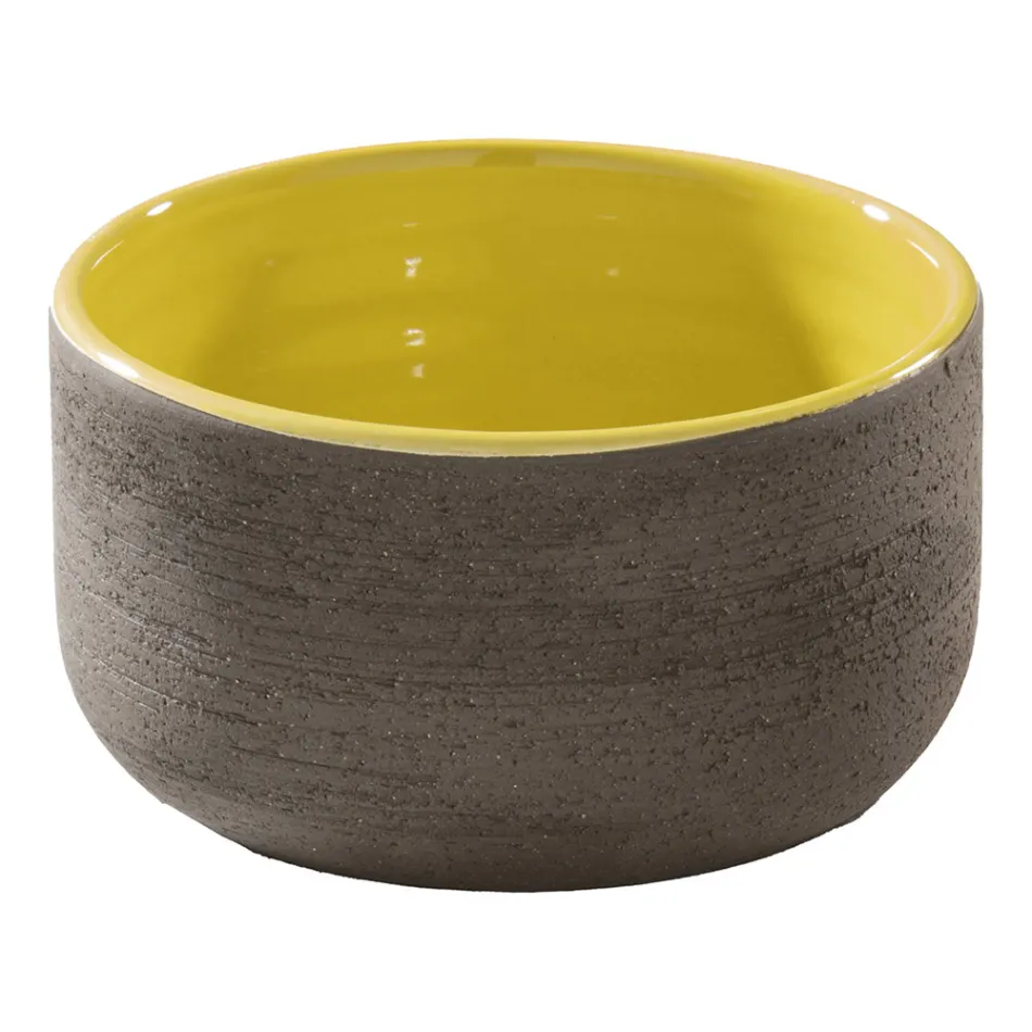 Design-Badezimmer-Komposition in gelber Farbe mit Zubehör und Spiegel - Patryk Viadurini