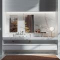 Doppelte Badezimmerkomposition mit rechteckigem Spiegel und Waschbecken, hergestellt in Italien – Palom