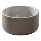 Graue Badezimmerkomposition mit Spiegel, Teakholzschrank und Zubehör - Patryk Viadurini