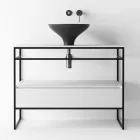 Badezimmer-Komposition Waschbecken aus Keramik und Spiegel Made in Italy - Hoscar Viadurini