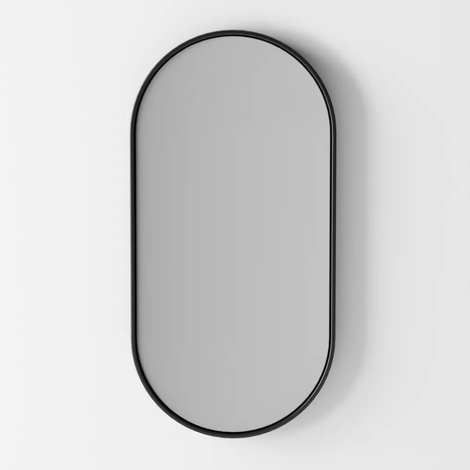 Badezimmer-Komposition Waschbecken aus Keramik und Spiegel Made in Italy - Hoscar Viadurini