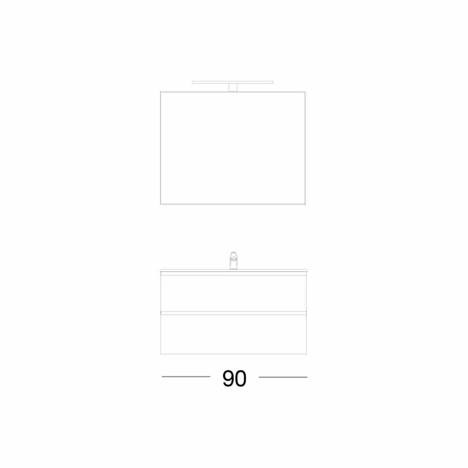 Zusammensetzung suspendiert Badezimmer in MDF lackiert Made in Italy - Becky Viadurini