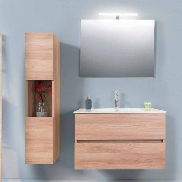 Badezimmerschrank 90 cm, wah becken, spiegel und säule - becky