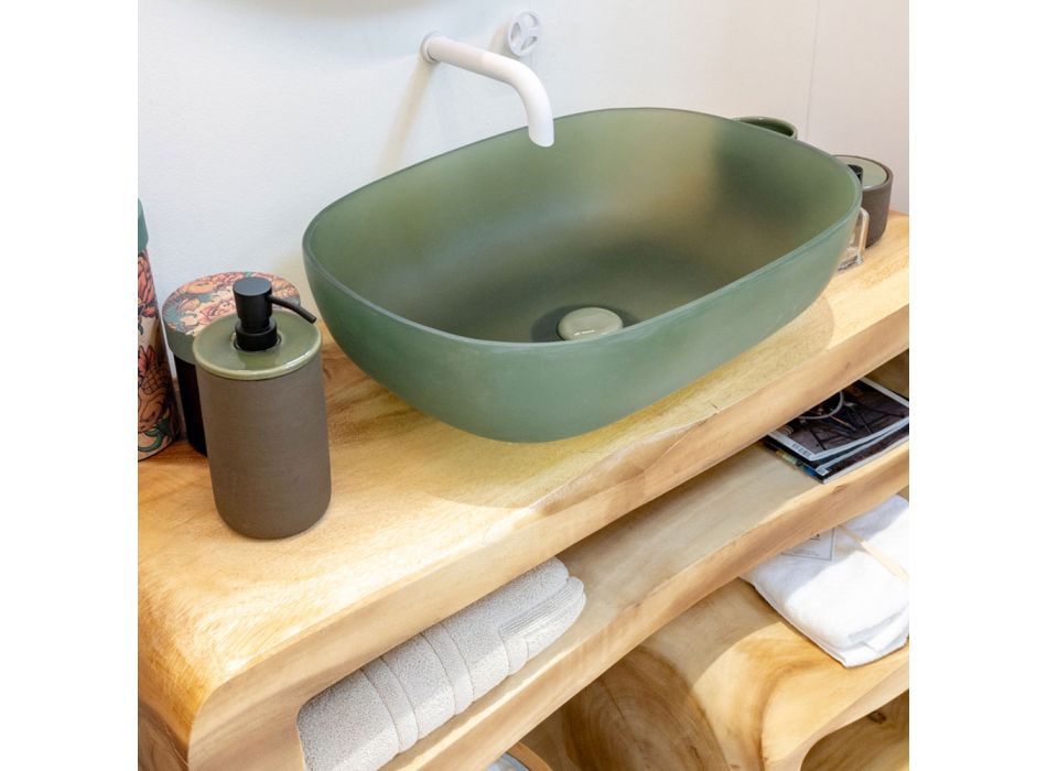 Grüne Badezimmerkomposition mit kratzfestem Schrank und Zubehör - Patryk