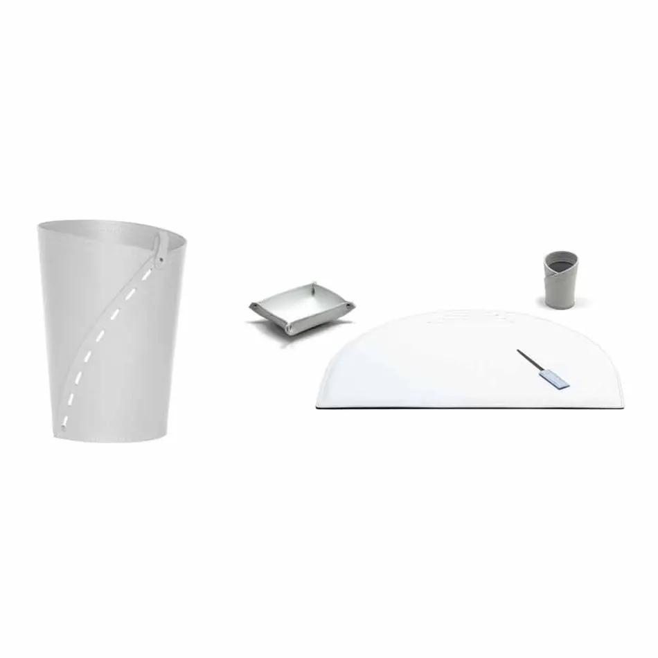 Moderne Regenerated Leather Office Komposition Made in Italy - Meduna Viadurini