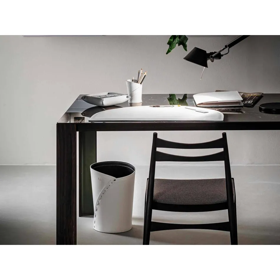 Moderne Regenerated Leather Office Komposition Made in Italy - Meduna Viadurini