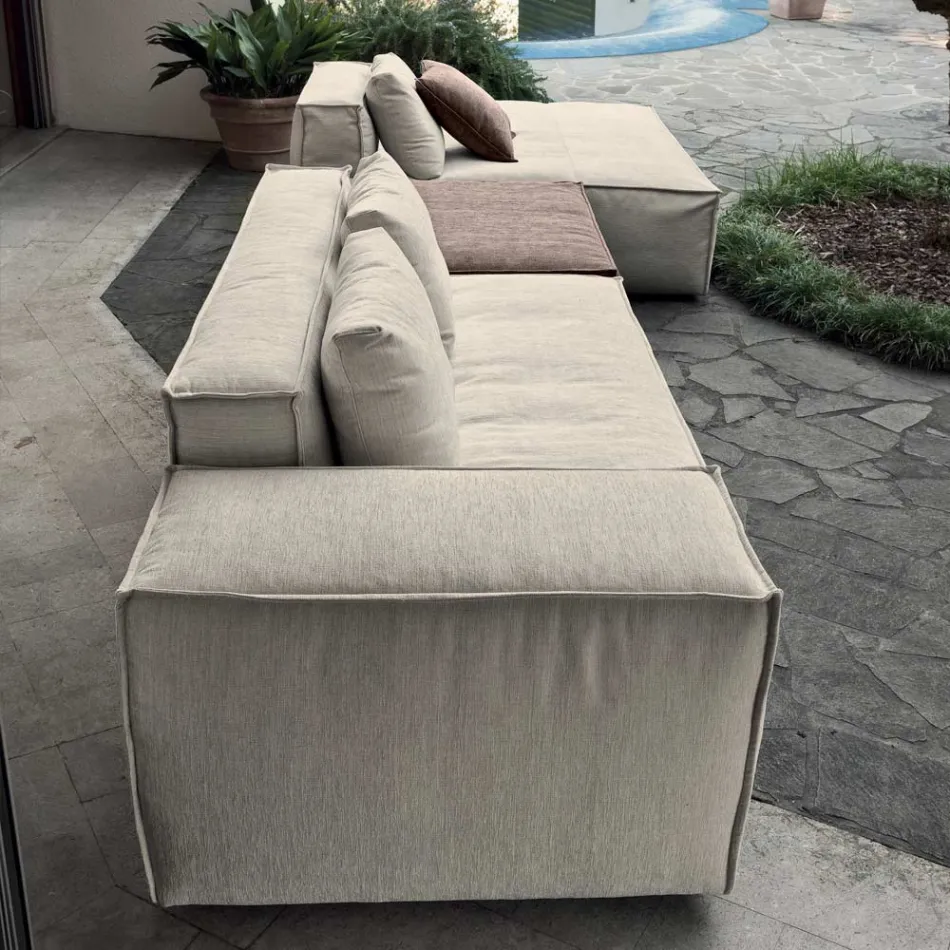 Zusammensetzung aus 1 Pouf mit Rückenlehne, 1 Pouf und 1 Halbinsel - Bizarre Viadurini