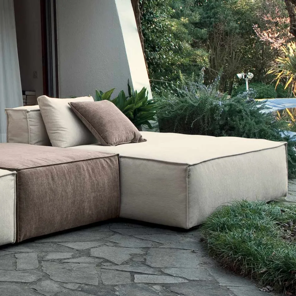 Zusammensetzung aus 1 Pouf mit Rückenlehne, 1 Pouf und 1 Halbinsel - Bizarre Viadurini