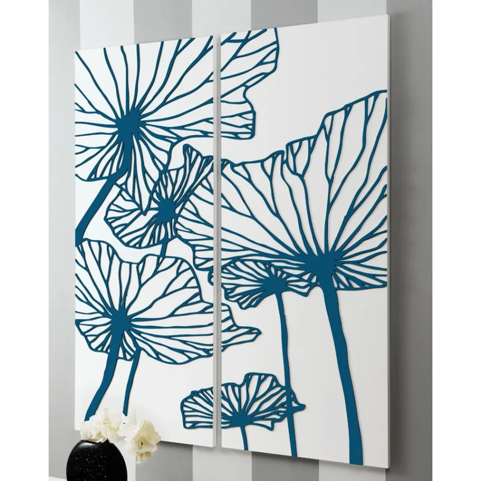 Komposition aus 2 Tafeln mit Blumen, hergestellt in Italien – Sheryl Viadurini