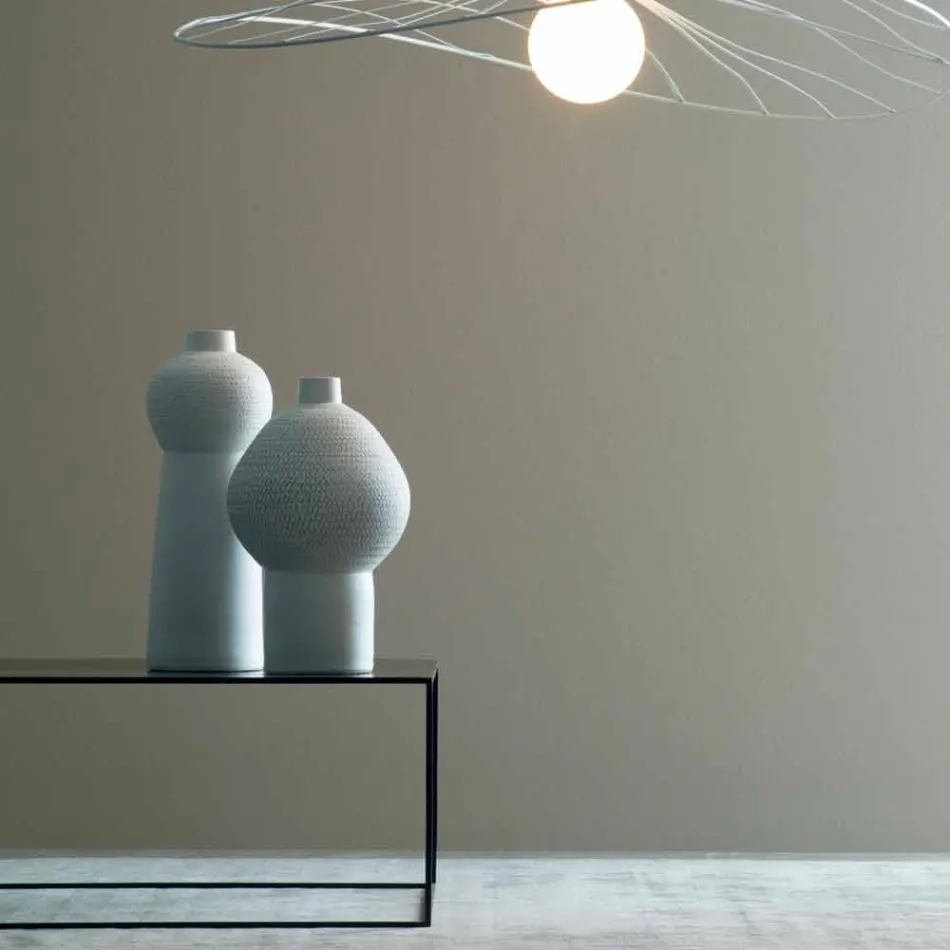 Zusammensetzung von 2 dekorativen Vasen aus dekorierter Keramik - Lampedusa Viadurini