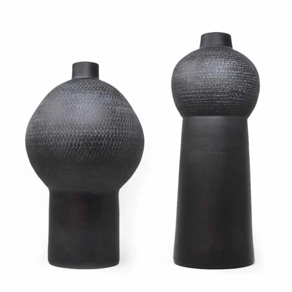 Zusammensetzung von 2 dekorativen Vasen aus dekorierter Keramik - Lampedusa Viadurini