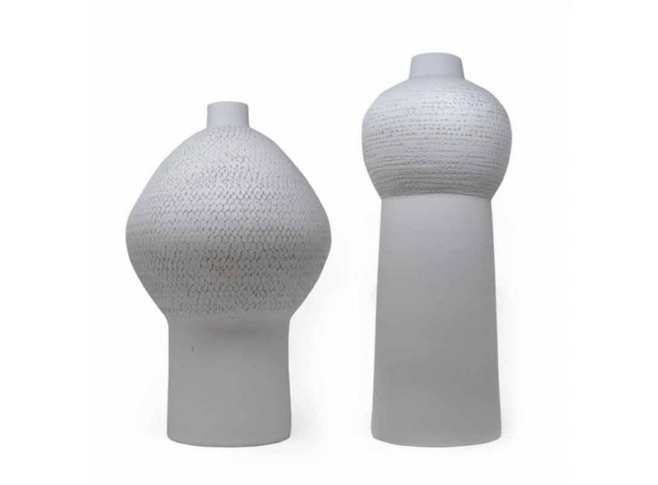 Zusammensetzung von 2 dekorativen Vasen aus dekorierter Keramik - Lampedusa Viadurini