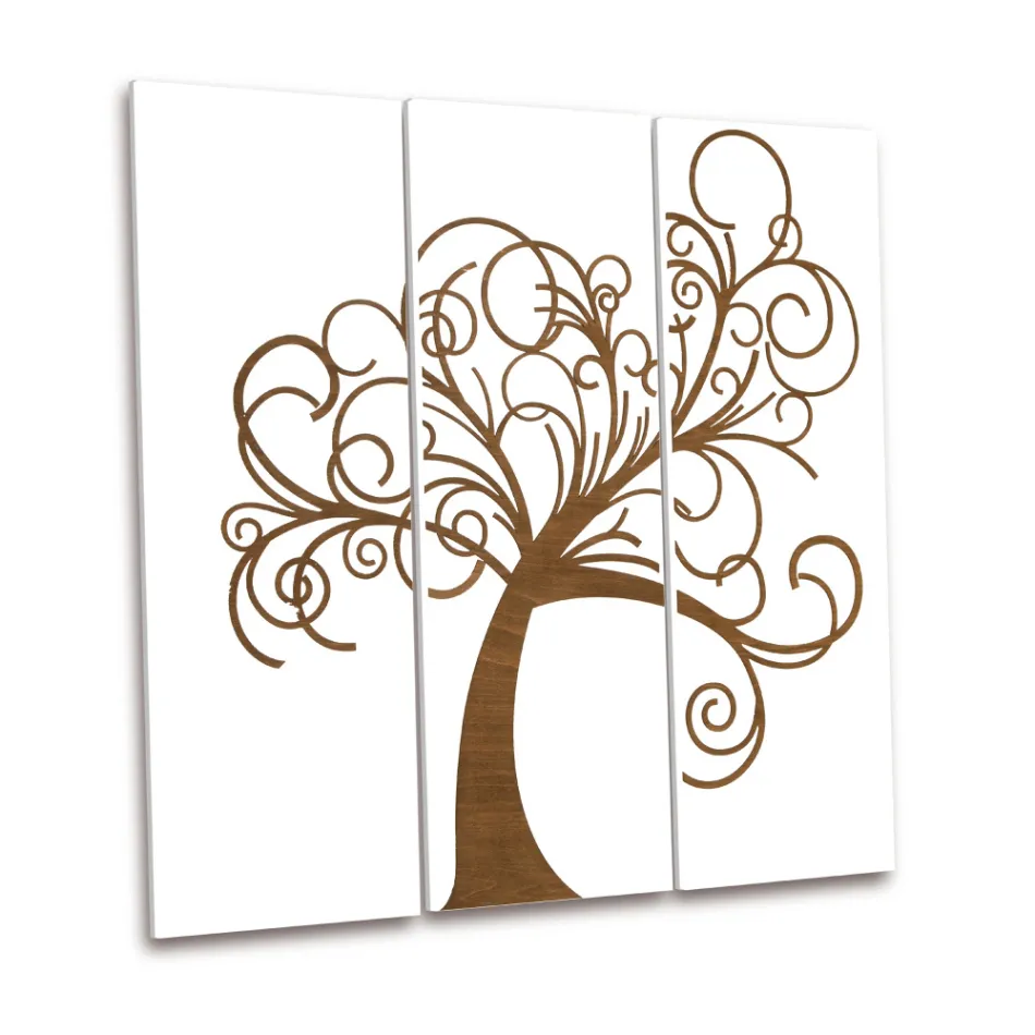 Komposition aus 3 Tafeln, die den Baum des Lebens darstellen, hergestellt in Italien – Eliza Viadurini