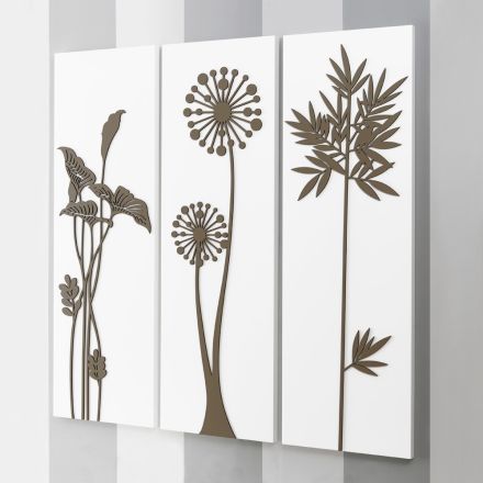 Komposition aus 3 Tafeln mit Duschköpfen und Blättern, hergestellt in Italien – Eduardo Viadurini