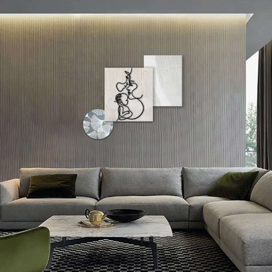 Komposition aus 3 Tafeln mit Stilisierung der Liebe, hergestellt in Italien – Keina Viadurini