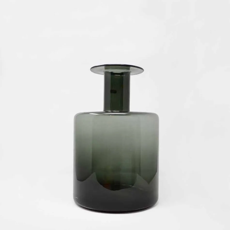 Zusammensetzung von 3 dekorativen Vasen aus Rauchglas, Blau und Amethystglas - Infinity Viadurini