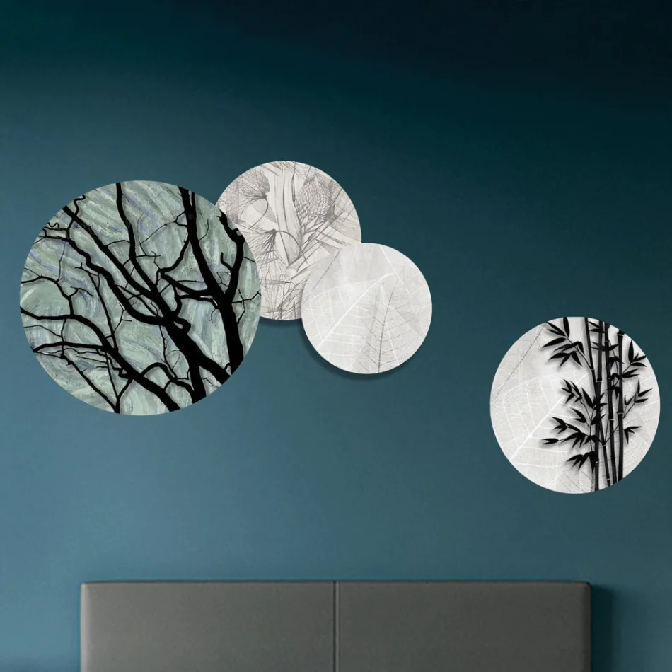 Zusammensetzung aus 4 runden Paneelen, hergestellt mit Laser, hergestellt in Italien – Maeko Viadurini