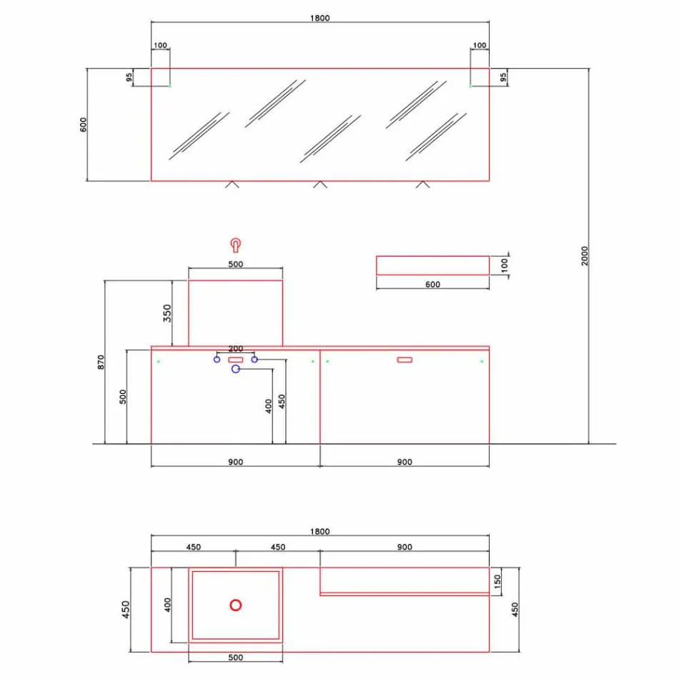 Grundlegende Badezimmermöbel-Zusammensetzung des modernen Designs - Farart1 Viadurini