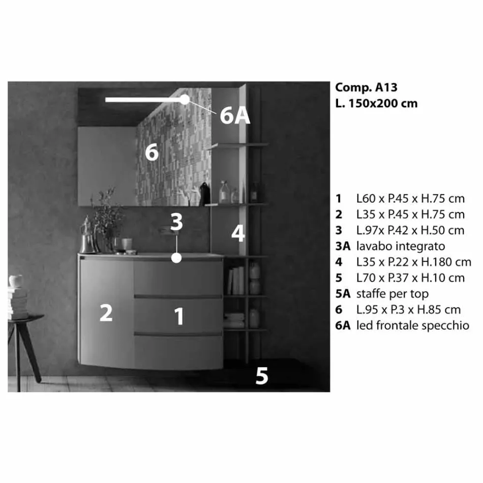 Zusammensetzung der Möbel für das Badezimmer des modernen Designs - Callisi13 Viadurini