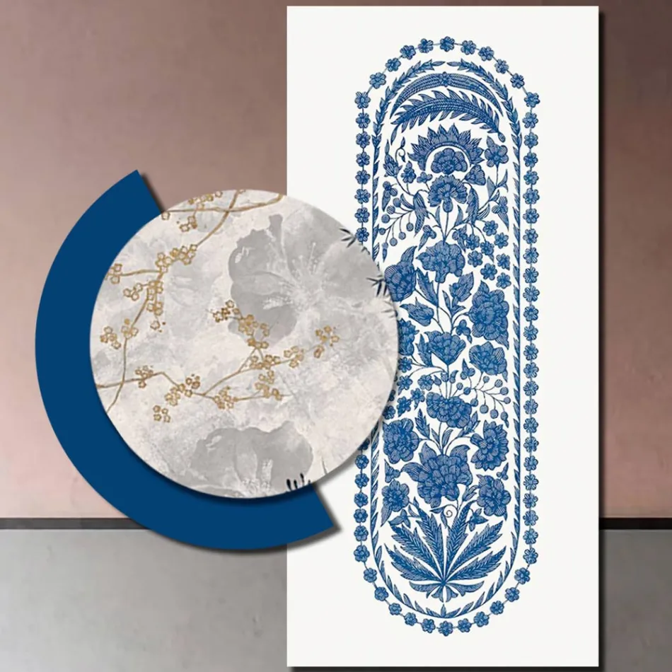 Komposition aus Holzgemälden mit abstraktem Druck, hergestellt in Italien – Brasilien Viadurini