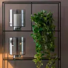 Zusammensetzung der dekorativen Vasen aus dekorierter Keramik und Rauchglas - Monile Viadurini