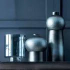 Zusammensetzung der dekorativen Vasen aus dekorierter Keramik und Rauchglas - Monile Viadurini