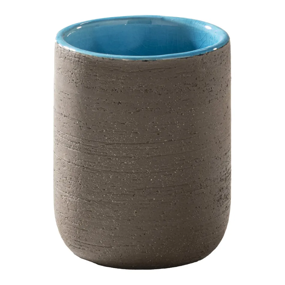 Freistehende Badezimmerschrank-Komposition mit blauen Accessoires - Carolie Viadurini