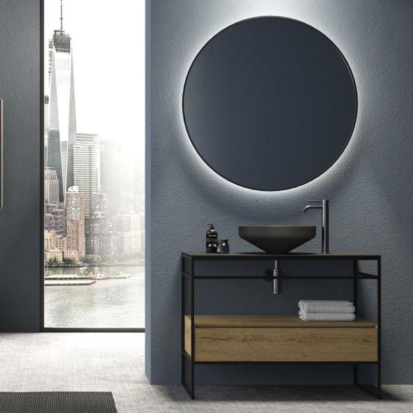 Badezimmerschrank-komposition mit waschbecken, sockel und spiegel made in italy - hoscar