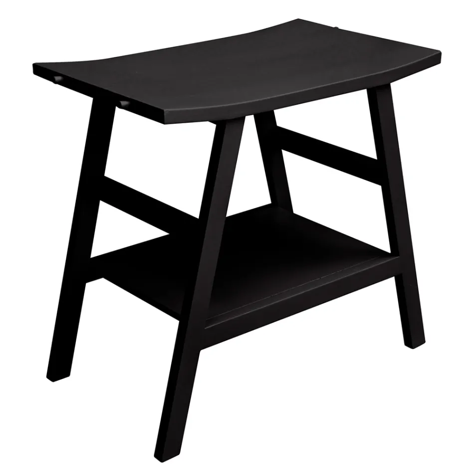 Schwarze Badezimmerschrank-Komposition mit großem Regal und Zubehör - Patryk Viadurini