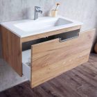 Badezimmereitelkeit Schrank Zusammensetzung in Holz und modernem Design Spiegel - Gualtiero Viadurini
