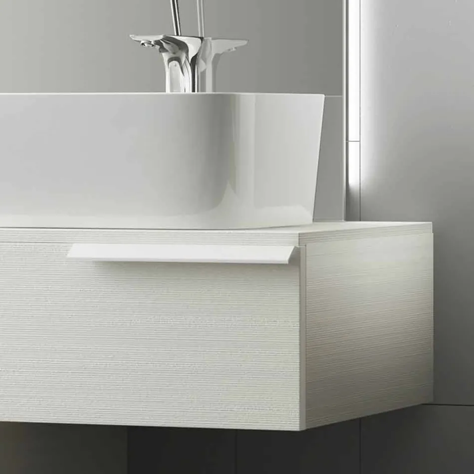 Glückliches modernes lackiertes hölzernes verschobene Badezimmermöbelzusammensetzung Viadurini