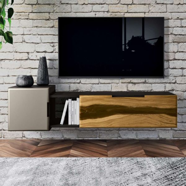 Wohnzimmer-wandmöbel-komposition aus mdf, hergestellt in italien – malene