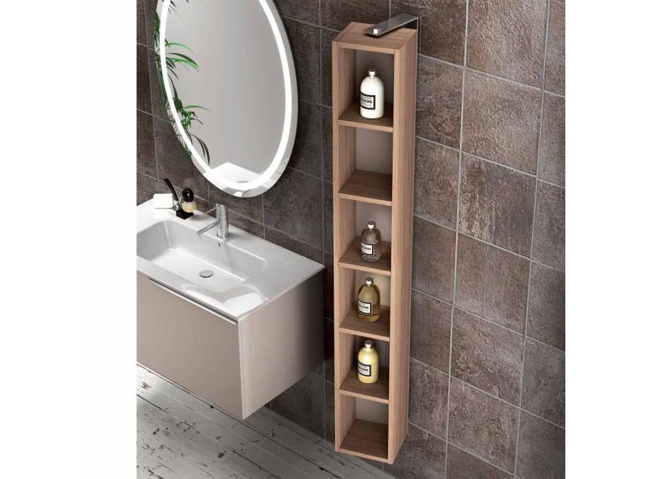 Zusammensetzung von hängenden Badezimmermöbeln im Holzdesign made Italy Genua