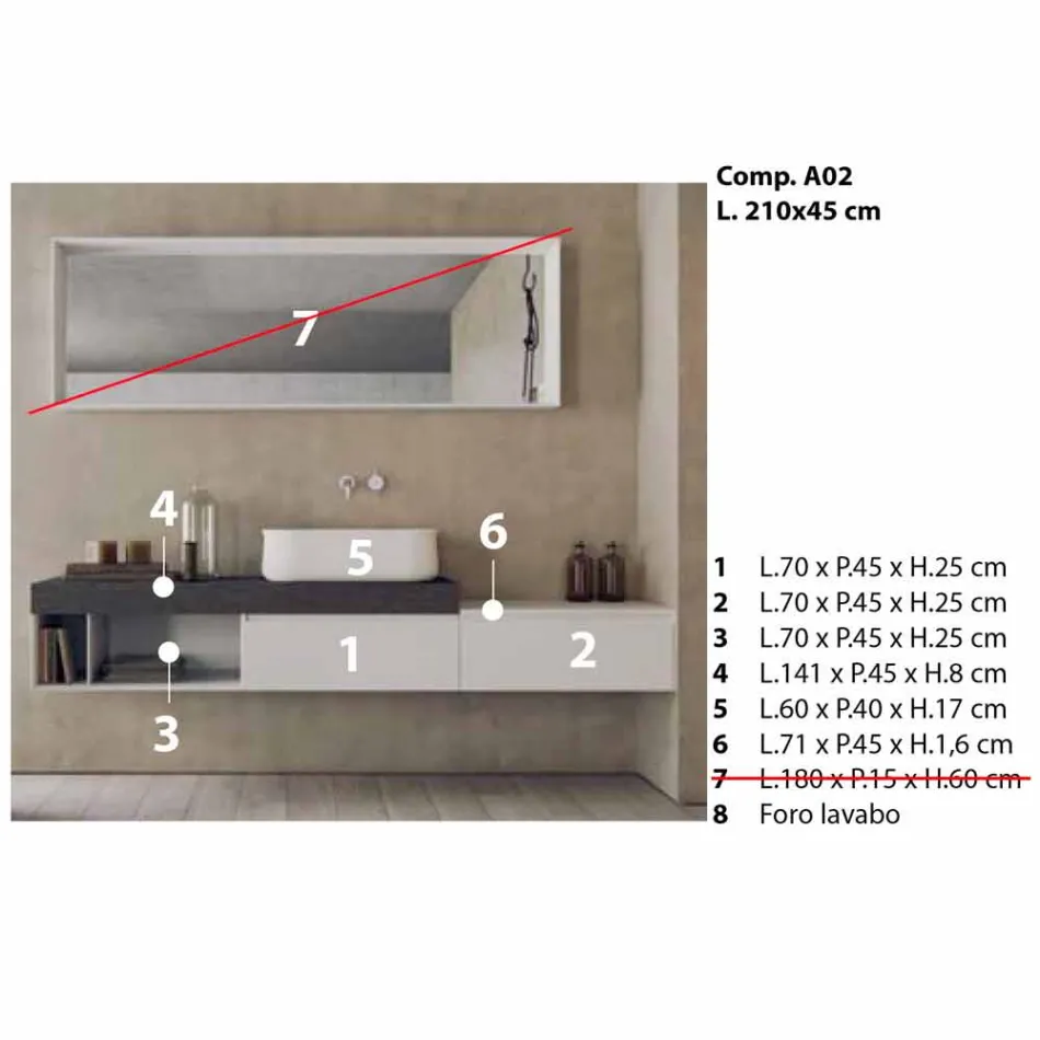 Moderne und hängende Zusammensetzung von Design-Badmöbeln - Callisi2 Viadurini