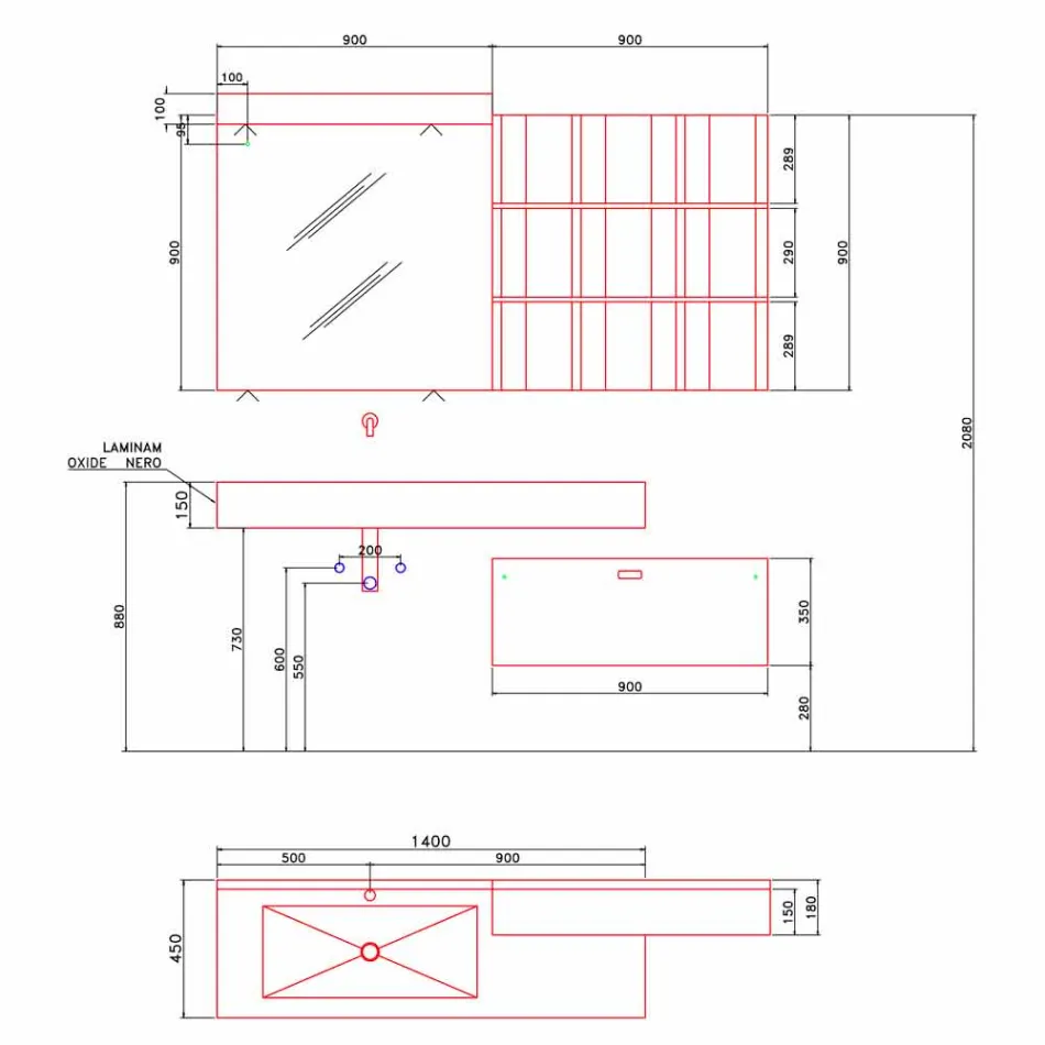 Komposition für hängendes Badezimmer und modernes Design Made in Italy - Farart9 Viadurini