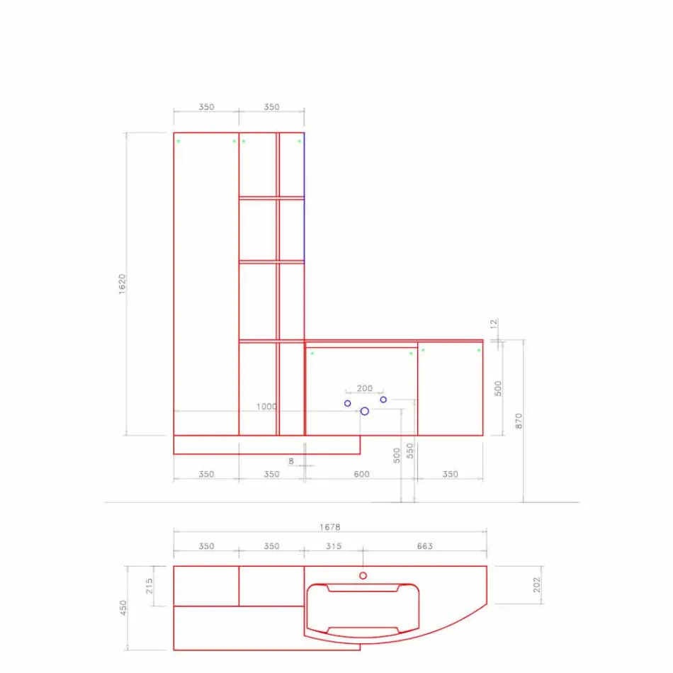 Badezimmerzusammensetzung, moderne italienische Designfederung - Callisi10 Viadurini