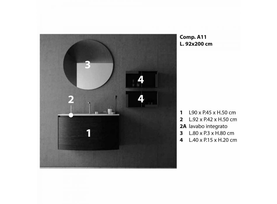 Komposition für das hängende Badezimmer mit modernem Design Made in Italy - Callisi11